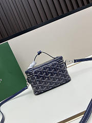 Fortok Goyard Muse Mini Vanity bag Navy Blue goyardine canvas 16 x 8 x 10cm - 3