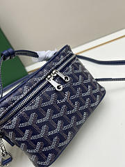 Fortok Goyard Muse Mini Vanity bag Navy Blue goyardine canvas 16 x 8 x 10cm - 5