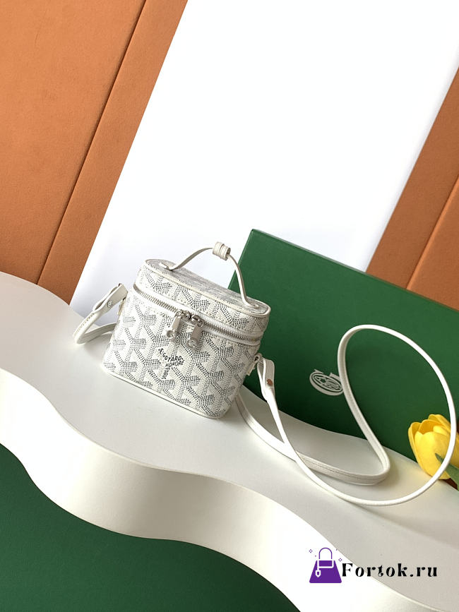Fortok Goyard Muse Nano Vanity case white Goyardine canvas 11 x 6.5 x 9cm - 1