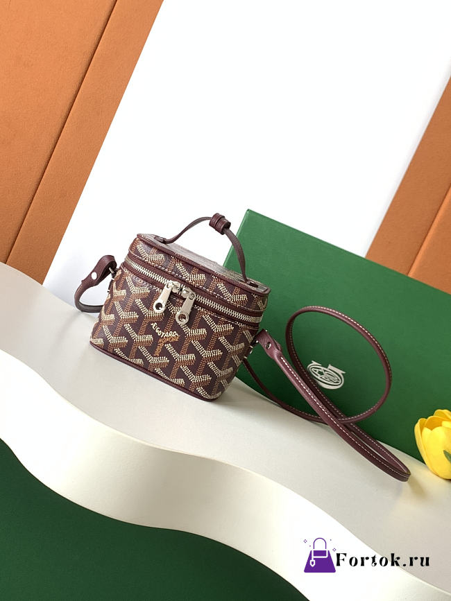 Fortok Goyard Muse Nano Vanity case Burgundy Goyardine canvas 11 x 6.5 x 9cm - 1