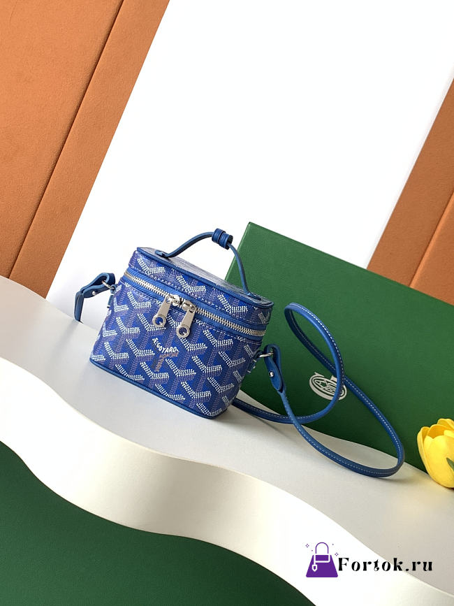 Fortok Goyard Muse Nano Vanity case Dark Blue Goyardine canvas 11 x 6.5 x 9cm - 1