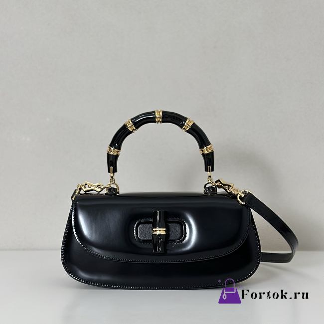 Fortok Gucci Bamboo 1947 top handle bag Black 26.6*13*8cm - 1