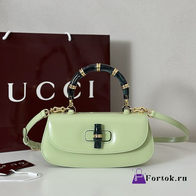 Fortok Gucci Bamboo 1947 top handle bag Baby Green 26.6*13*8cm - 1