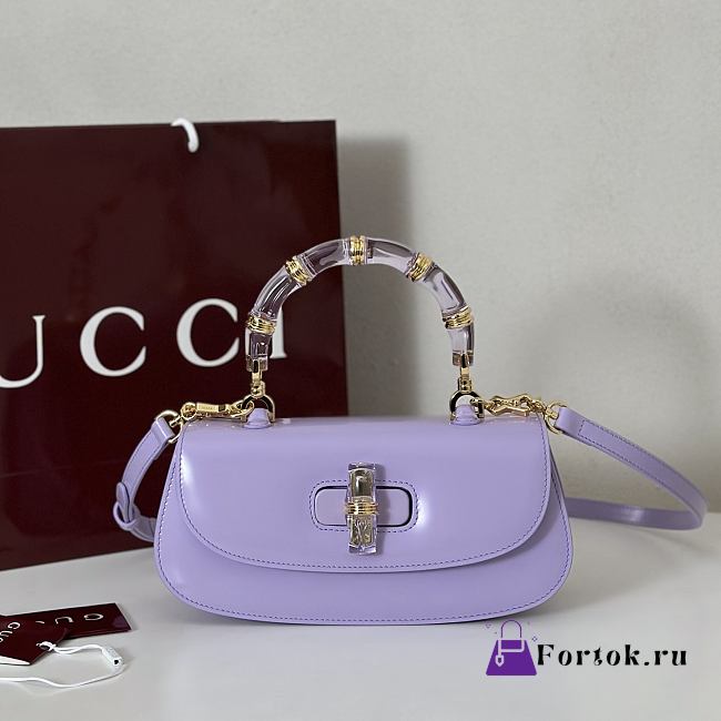 Fortok Gucci Bamboo 1947 top handle bag Purple 26.6*13*8cm - 1