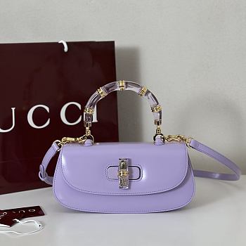 Fortok Gucci Bamboo 1947 top handle bag Purple 26.6*13*8cm