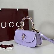 Fortok Gucci Bamboo 1947 top handle bag Purple 26.6*13*8cm - 4