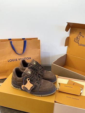 Fortok Louis Vuitton LV Trainer in Chocolate Brown Damier Embossed