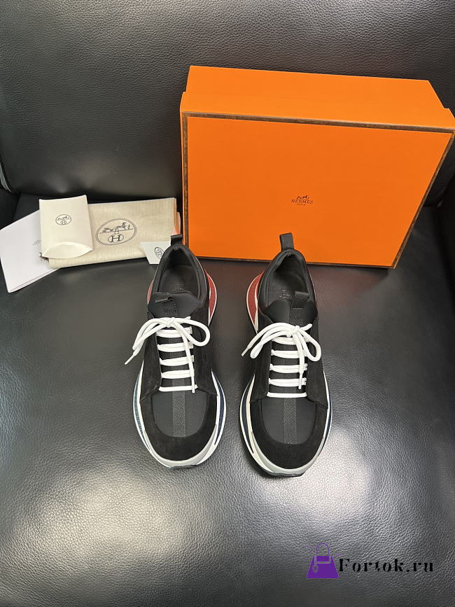Fortok Hermès Just sneakers Suede Black - 1