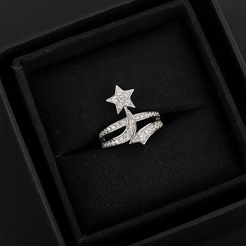 Fortok Chanel Ring Star Silver with Diamond