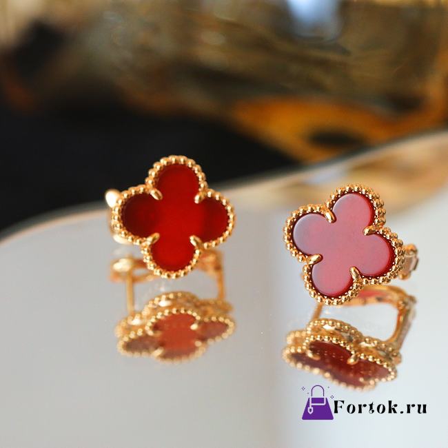 Fortok Van Cleef & Arpels Vintage Alhambra earrings Gold Red - 1