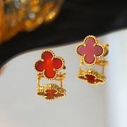 Fortok Van Cleef & Arpels Vintage Alhambra earrings Gold Red - 4