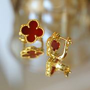Fortok Van Cleef & Arpels Vintage Alhambra earrings Gold Red - 3