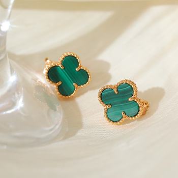 Fortok Van Cleef & Arpels Vintage Alhambra earrings Gold Green