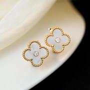 Fortok Van Cleef & Arpels Vintage Alhambra White Gold Earrings - 6