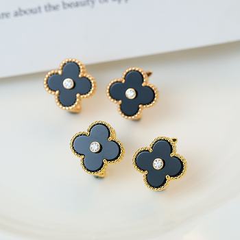 Fortok Van Cleef & Arpels Vintage Alhambra Black Gold/ Rose Gold Earrings