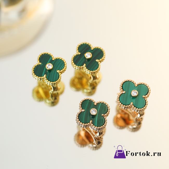 Fortok Van Cleef & Arpels Vintage Alhambra Green Gold/ Rose Gold Earrings - 1