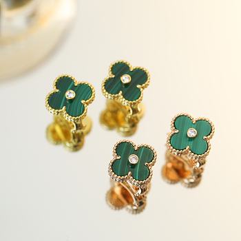 Fortok Van Cleef & Arpels Vintage Alhambra Green Gold/ Rose Gold Earrings