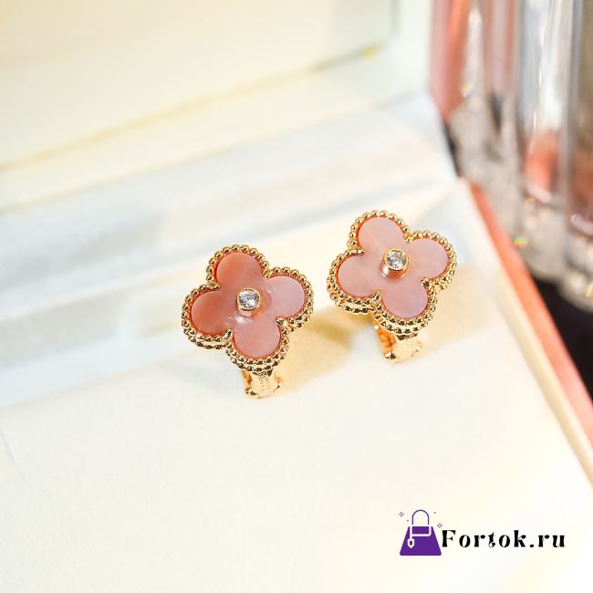 Fortok Van Cleef & Arpels Vintage Alhambra Pink Gold Earrings - 1