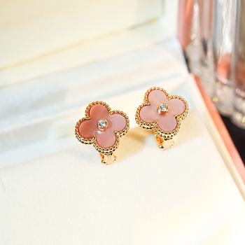 Fortok Van Cleef & Arpels Vintage Alhambra Pink Gold Earrings