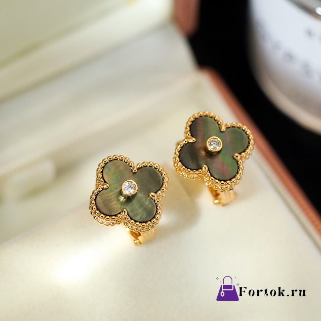 Fortok Van Cleef & Arpels Vintage Alhambra Grey Gold Earrings - 1