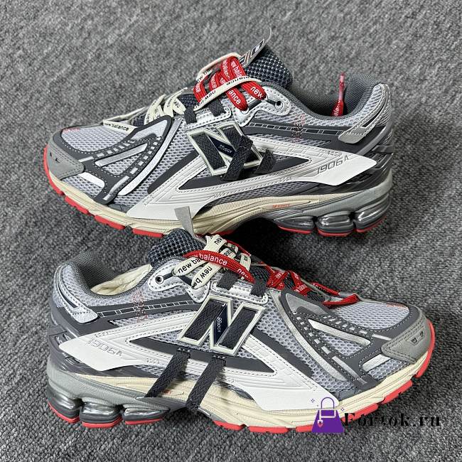 Fortok New Balance 1906A sneakers Slate Grey Drift Red colorway - 1