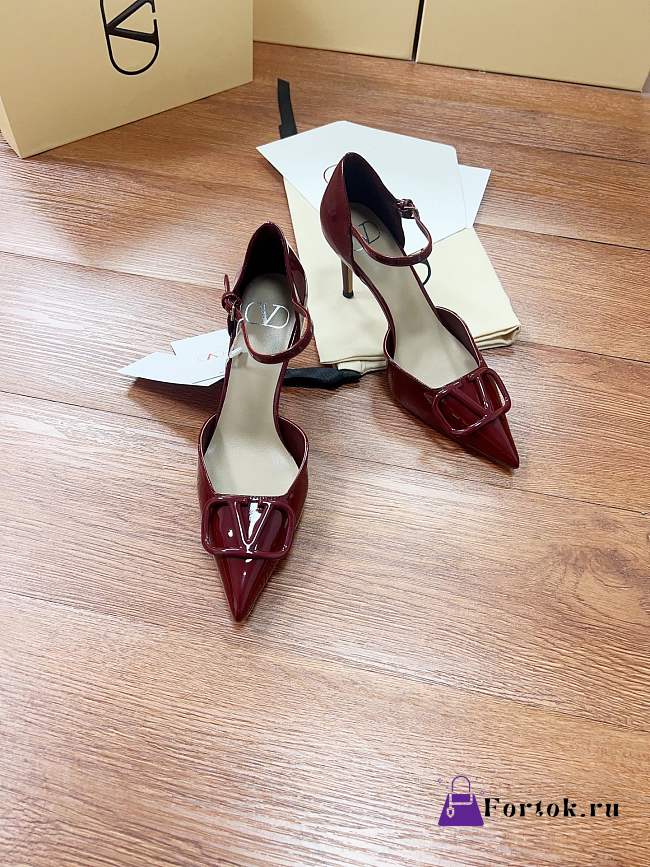Fortok Valentino Garavani VLogo Signature slingback pumps Burgundy patent leather 8cm - 1