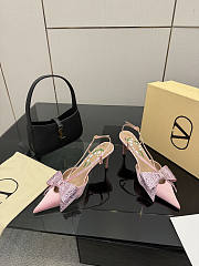 Fortok Valentino Garavani 2026ss Bowow embellished satin slingback pumps Pink 8cm - 5