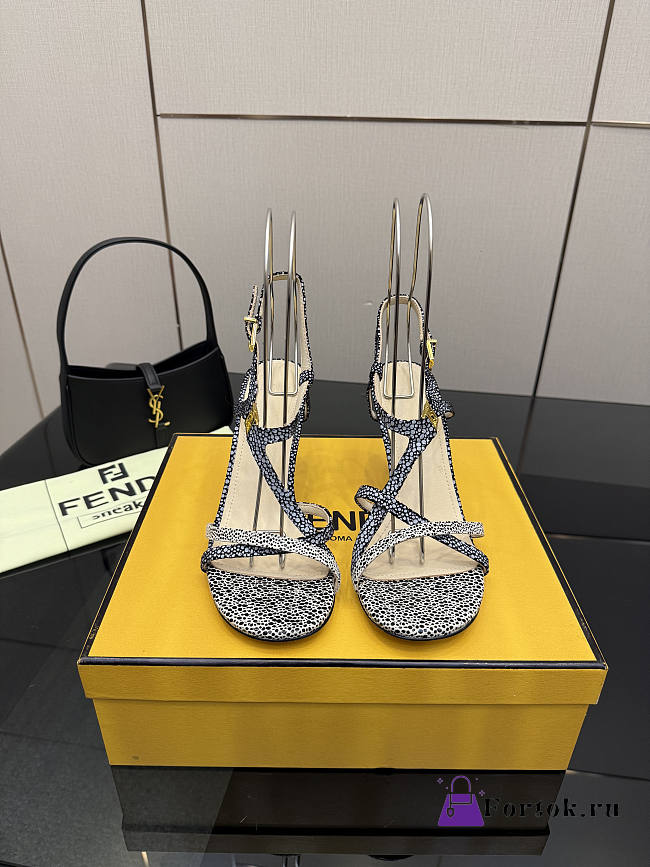 Fortok Fendi high-heeled sandals polka dot pattern 8.5cm - 1