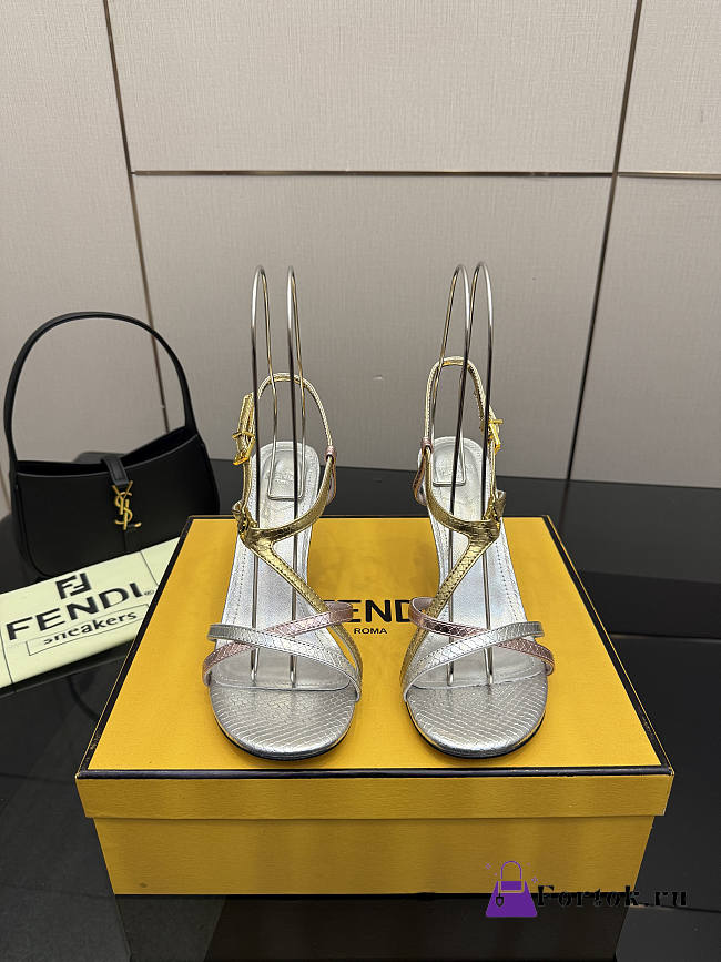 Fortok Fendi high-heeled sandals Silver 8.5cm - 1