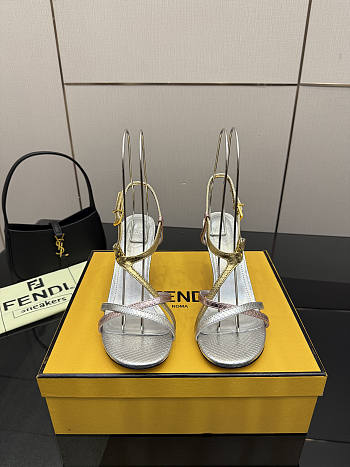 Fortok Fendi high-heeled sandals Silver 8.5cm