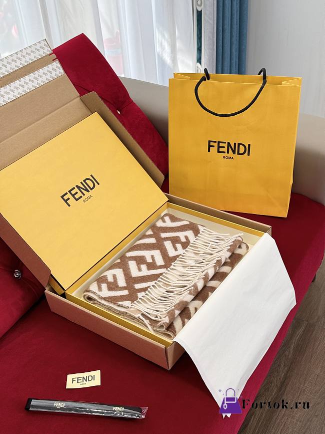 Fortok Fendi FF Scarf Brown 35 x180cm - 1