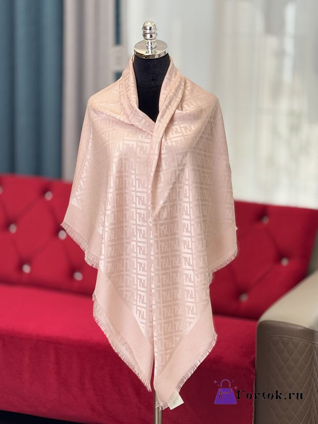 Fortok Fendi FF-motif jacquard shawl Pink Silk 140*140cm - 1