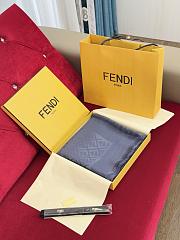 Fortok Fendi FF-motif jacquard shawl Blue Silk 140*140cm - 3