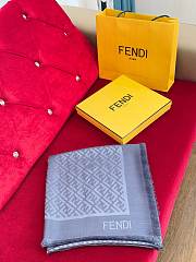 Fortok Fendi FF-motif jacquard shawl Blue Silk 140*140cm - 2