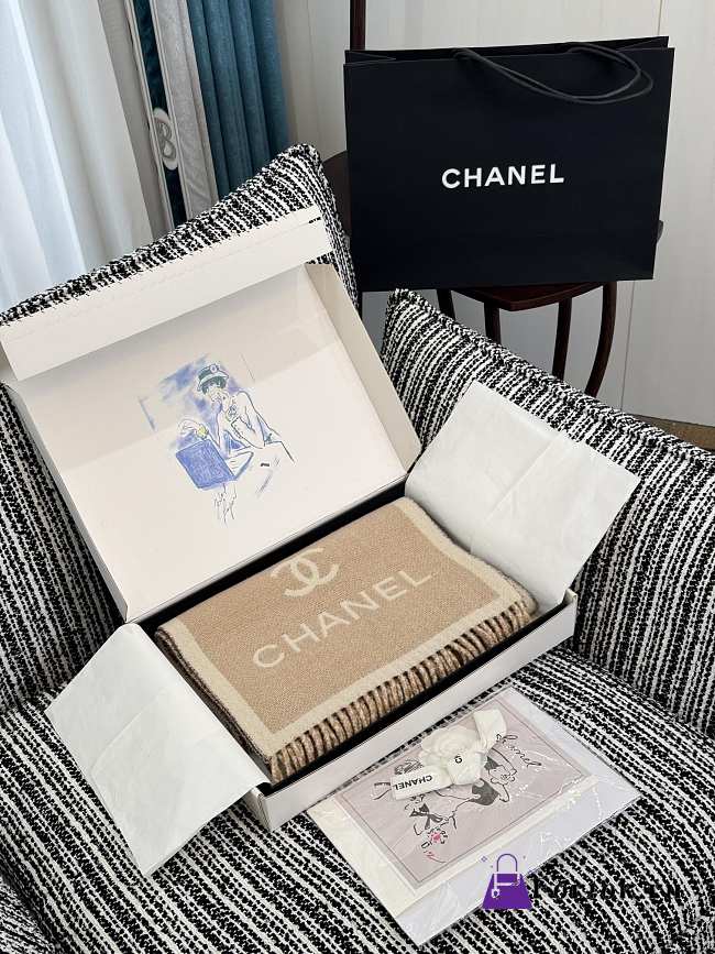 Fortok Chanel Scarf Light Brown 34*184cm - 1