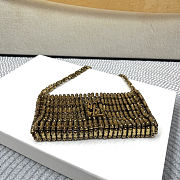 Fortok Saint Laurent crystal-embellished chainmail shoulder bag Gold 18x7.5x2.5CM  - 6