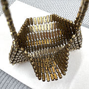 Fortok Saint Laurent crystal-embellished chainmail shoulder bag Gold 18x7.5x2.5CM  - 5