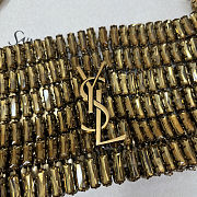 Fortok Saint Laurent crystal-embellished chainmail shoulder bag Gold 18x7.5x2.5CM  - 4