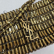 Fortok Saint Laurent crystal-embellished chainmail shoulder bag Gold 18x7.5x2.5CM  - 2