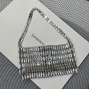 Fortok Saint Laurent crystal-embellished chainmail shoulder bag Silver 18x7.5x2.5CM - 6