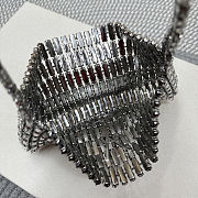 Fortok Saint Laurent crystal-embellished chainmail shoulder bag Silver 18x7.5x2.5CM - 4