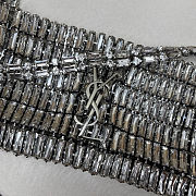 Fortok Saint Laurent crystal-embellished chainmail shoulder bag Silver 18x7.5x2.5CM - 2