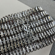 Fortok Saint Laurent crystal-embellished chainmail shoulder bag Silver 18x7.5x2.5CM - 3