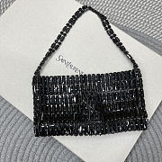 Fortok Saint Laurent crystal-embellished chainmail shoulder bag Black 18x7.5x2.5CM - 1