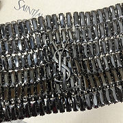 Fortok Saint Laurent crystal-embellished chainmail shoulder bag Black 18x7.5x2.5CM - 6