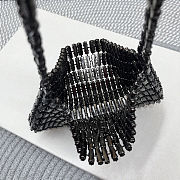 Fortok Saint Laurent crystal-embellished chainmail shoulder bag Black 18x7.5x2.5CM - 5