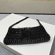 Fortok Saint Laurent crystal-embellished chainmail shoulder bag Black 18x7.5x2.5CM - 4