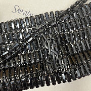 Fortok Saint Laurent crystal-embellished chainmail shoulder bag Black 18x7.5x2.5CM - 2