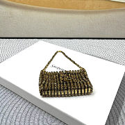 Fortok Saint Laurent crystal-embellished chainmail shoulder bag Mini Bag Gold 11.5x8.5x2.5CM - 6