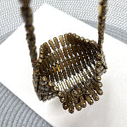 Fortok Saint Laurent crystal-embellished chainmail shoulder bag Mini Bag Gold 11.5x8.5x2.5CM - 4